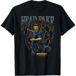imageA Minecraft Movie Head Fake Steve Thunder And Metal Portrait TShirtBlack