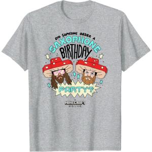 imageA Minecraft Movie Someone Order A Saxophone Birthday Party TShirtHeather Grey