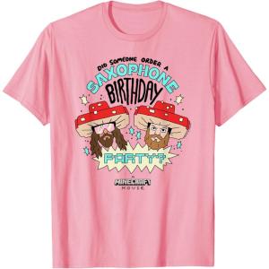 imageA Minecraft Movie Someone Order A Saxophone Birthday Party TShirtPink