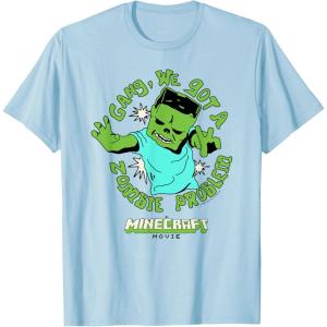 imageA Minecraft Movie Gang We Got A Zombie Problem Cartoon Style TShirtBaby Blue