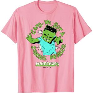 imageA Minecraft Movie Gang We Got A Zombie Problem Cartoon Style TShirtPink