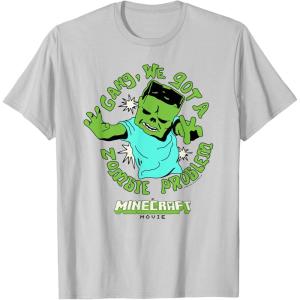 imageA Minecraft Movie Gang We Got A Zombie Problem Cartoon Style TShirtSilver Grey