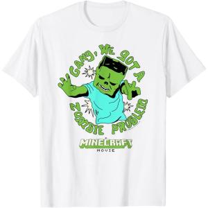 imageA Minecraft Movie Gang We Got A Zombie Problem Cartoon Style TShirtWhite