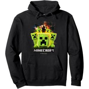 imageA Minecraft Movie Group Of Creepers Surrounding The Gang Pullover HoodieBlack