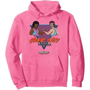 imageA Minecraft Movie Hunk City Rampage Colorful 90s Logo Pullover HoodieBright Pink