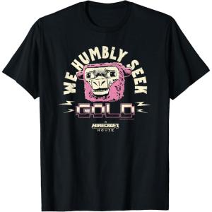 imageA Minecraft Movie We Humbly Seek Gold Funny Pink Sheep TShirtBlack