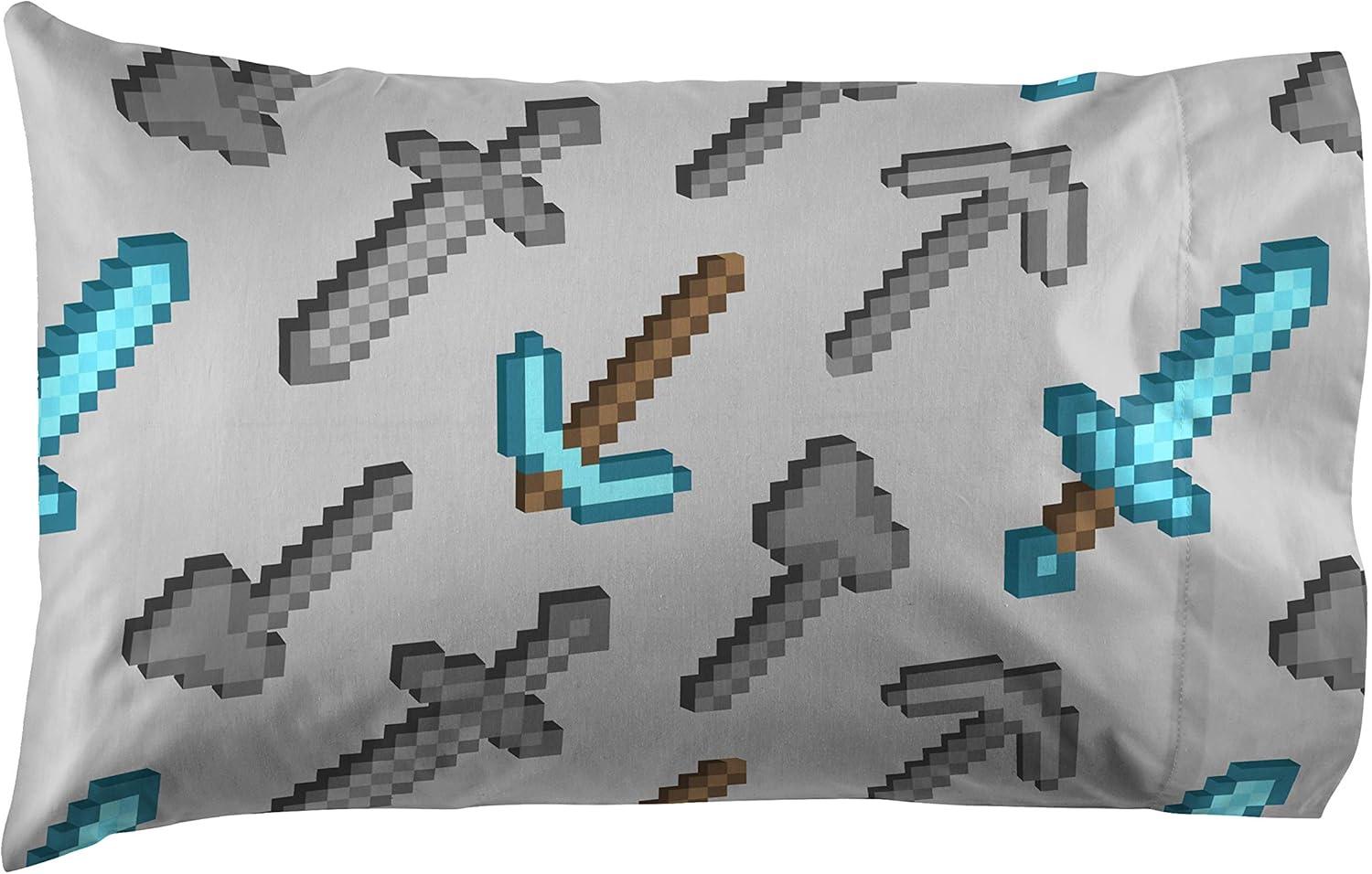 imageMarvel Avengers Blue Circle 5 Piece Full Bed Set  Includes Reversible Comforter ampamp Sheet Set  Bedding Features Captain America ampamp Iron Man  Fade Resistant Microfiber Official Marvel ProductBlue  Minecraft