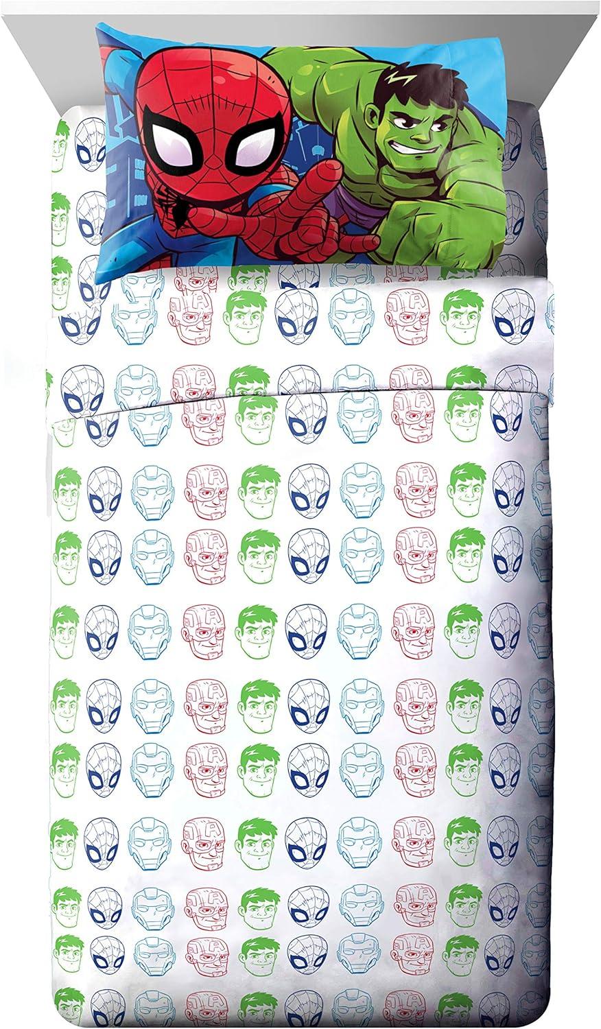 imageMarvel Avengers Blue Circle 5 Piece Full Bed Set  Includes Reversible Comforter ampamp Sheet Set  Bedding Features Captain America ampamp Iron Man  Fade Resistant Microfiber Official Marvel ProductBlue  Super Hero Adventures