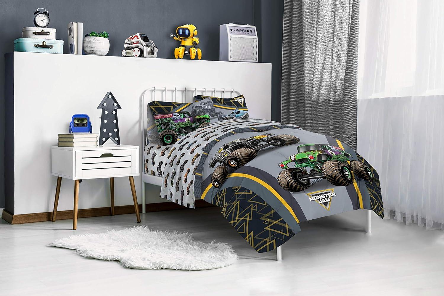 imageMarvel Avengers Blue Circle 5 Piece Full Bed Set  Includes Reversible Comforter ampamp Sheet Set  Bedding Features Captain America ampamp Iron Man  Fade Resistant Microfiber Official Marvel ProductGray  Monster Jam