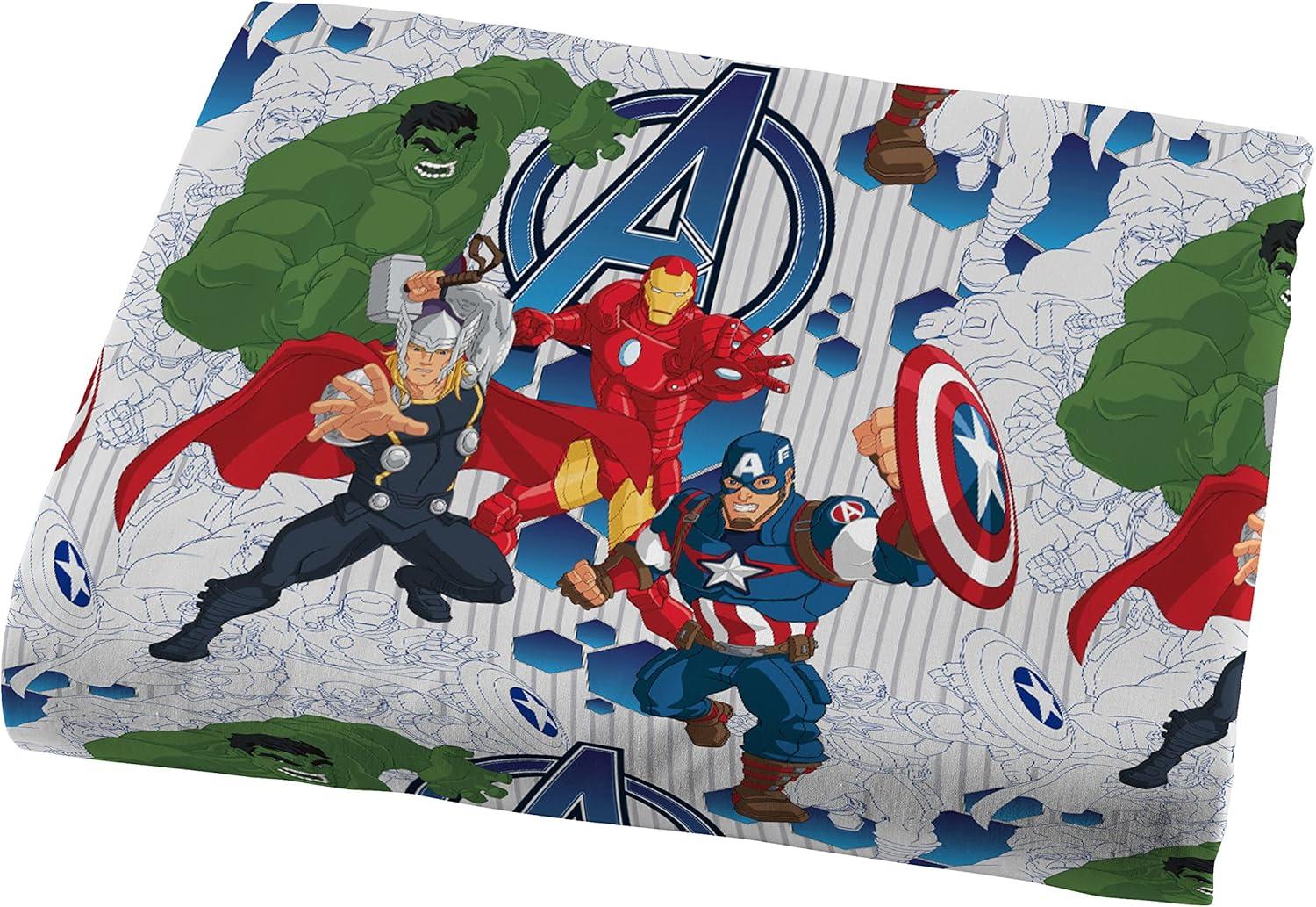 imageMarvel Avengers Blue Circle 5 Piece Full Bed Set  Includes Reversible Comforter ampamp Sheet Set  Bedding Features Captain America ampamp Iron Man  Fade Resistant Microfiber Official Marvel ProductAvengers