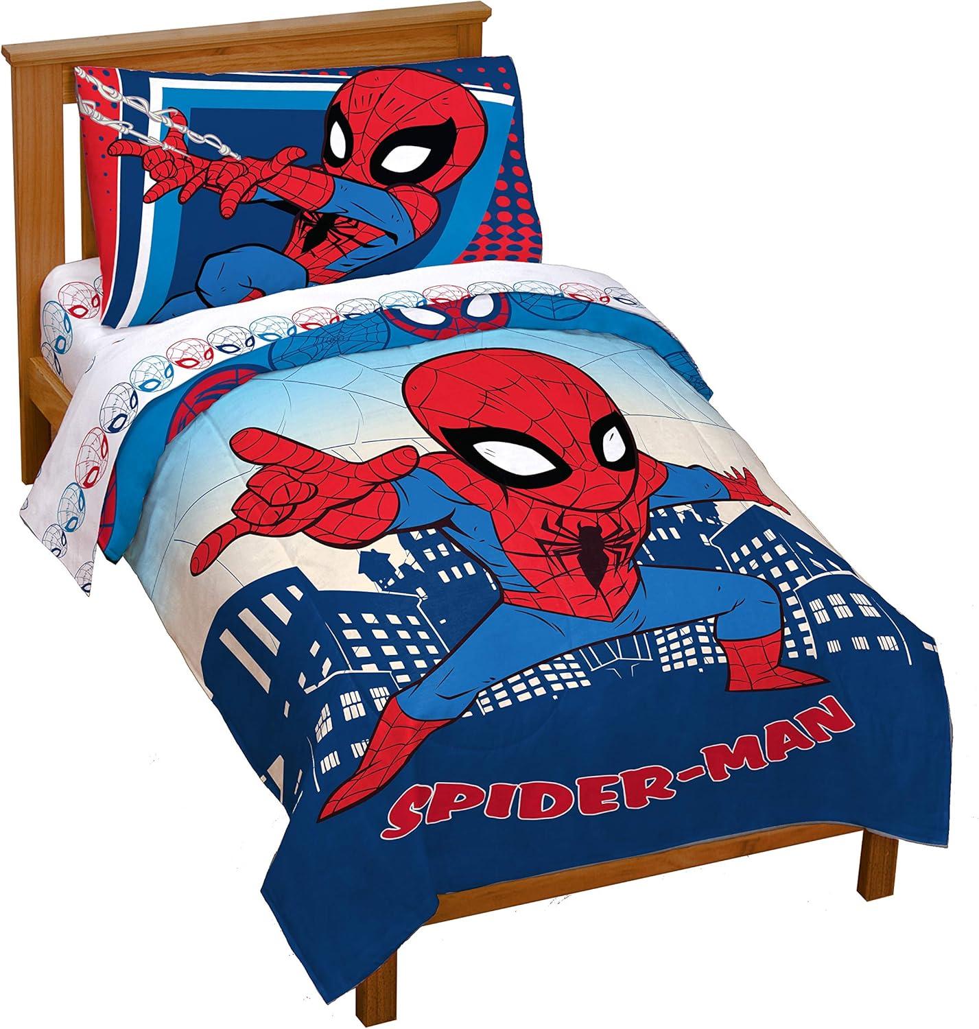 imageMarvel Avengers Blue Circle 5 Piece Full Bed Set  Includes Reversible Comforter ampamp Sheet Set  Bedding Features Captain America ampamp Iron Man  Fade Resistant Microfiber Official Marvel ProductBlue  Spiderman