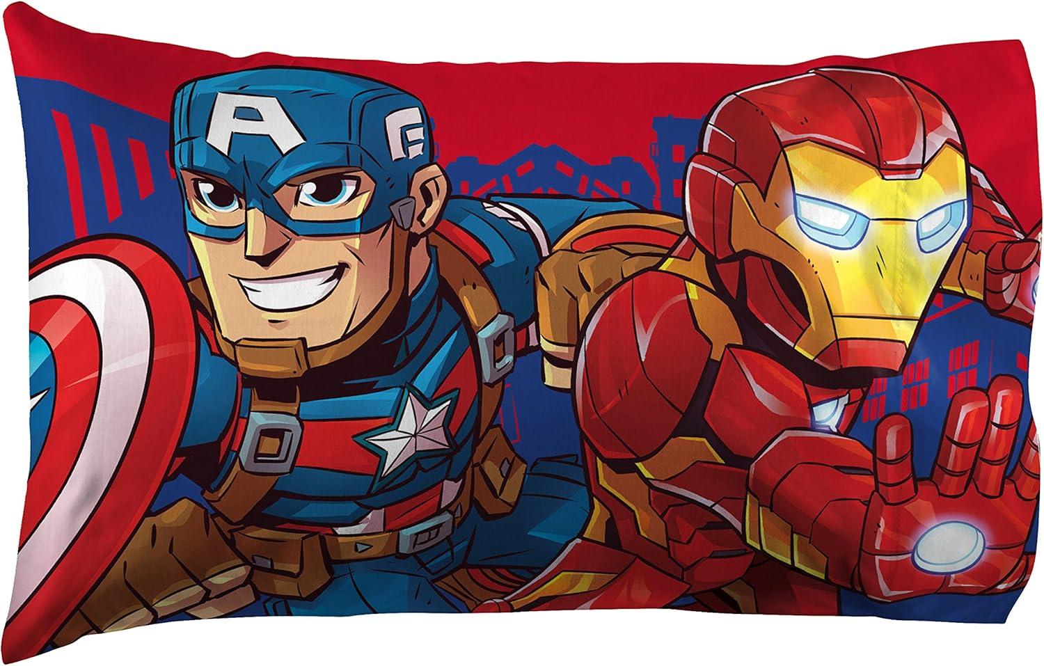 imageMarvel Avengers Blue Circle 5 Piece Full Bed Set  Includes Reversible Comforter ampamp Sheet Set  Bedding Features Captain America ampamp Iron Man  Fade Resistant Microfiber Official Marvel ProductBlue  Super Hero Adventures
