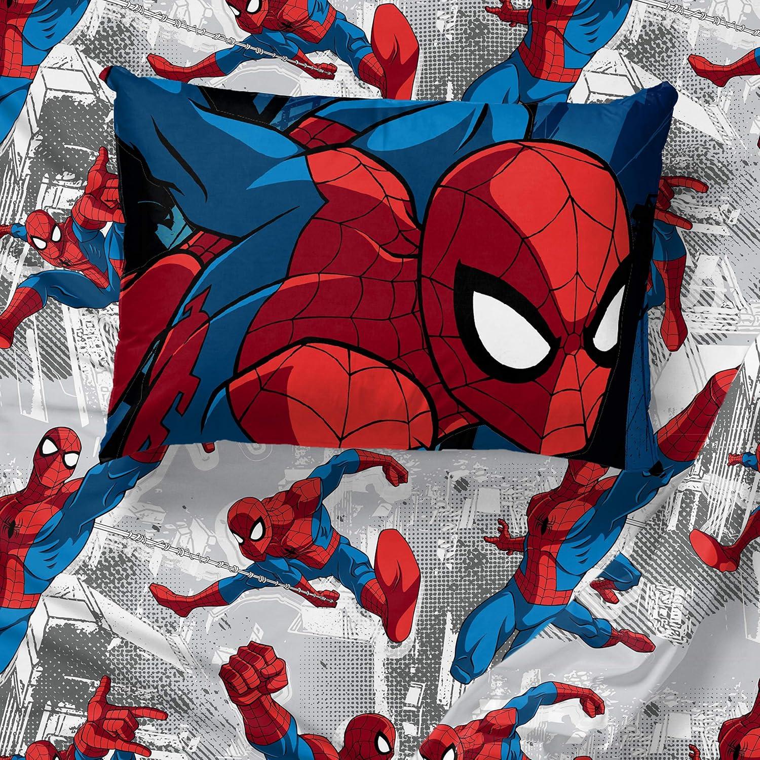 imageMarvel Avengers Blue Circle 5 Piece Full Bed Set  Includes Reversible Comforter ampamp Sheet Set  Bedding Features Captain America ampamp Iron Man  Fade Resistant Microfiber Official Marvel ProductMulti  Spiderman