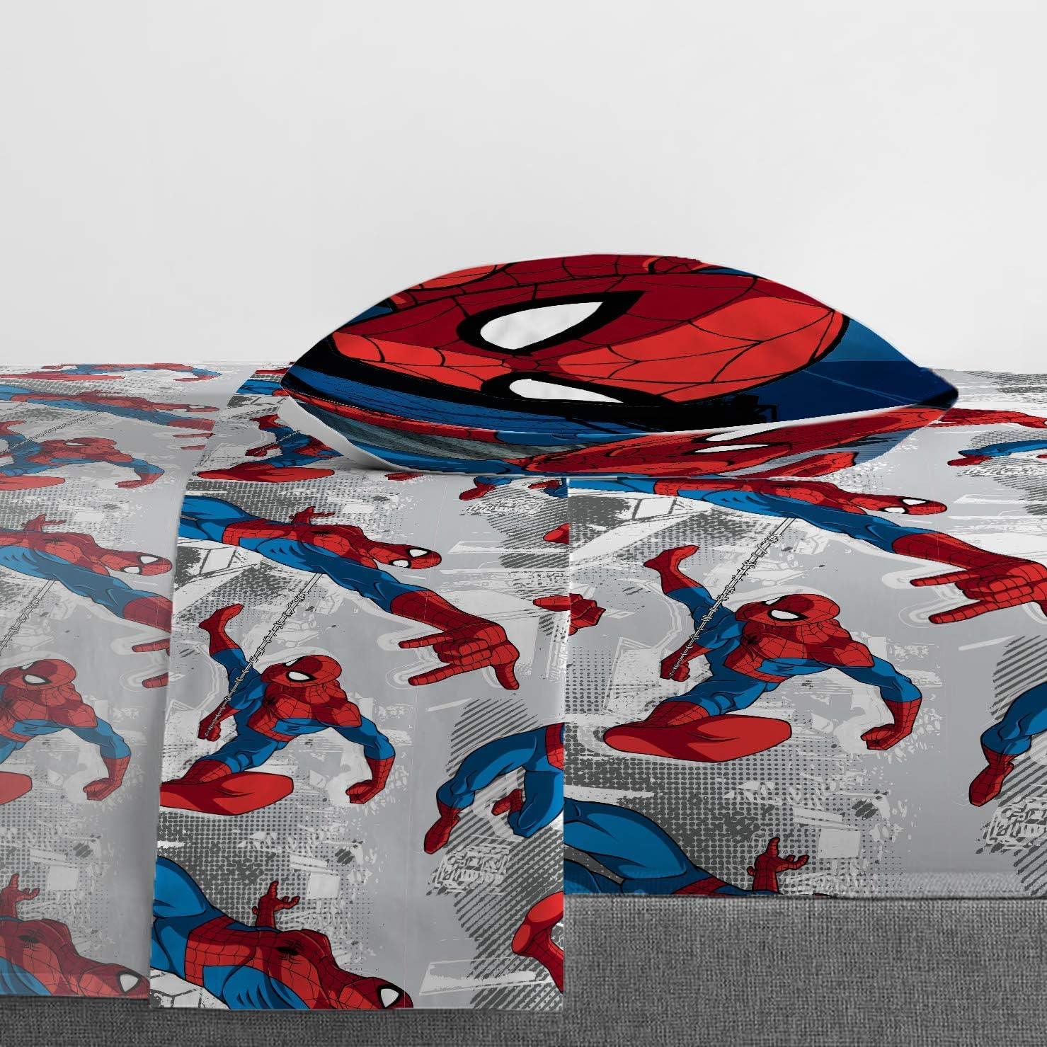 imageMarvel Avengers Blue Circle 5 Piece Full Bed Set  Includes Reversible Comforter ampamp Sheet Set  Bedding Features Captain America ampamp Iron Man  Fade Resistant Microfiber Official Marvel ProductMulti  Spiderman