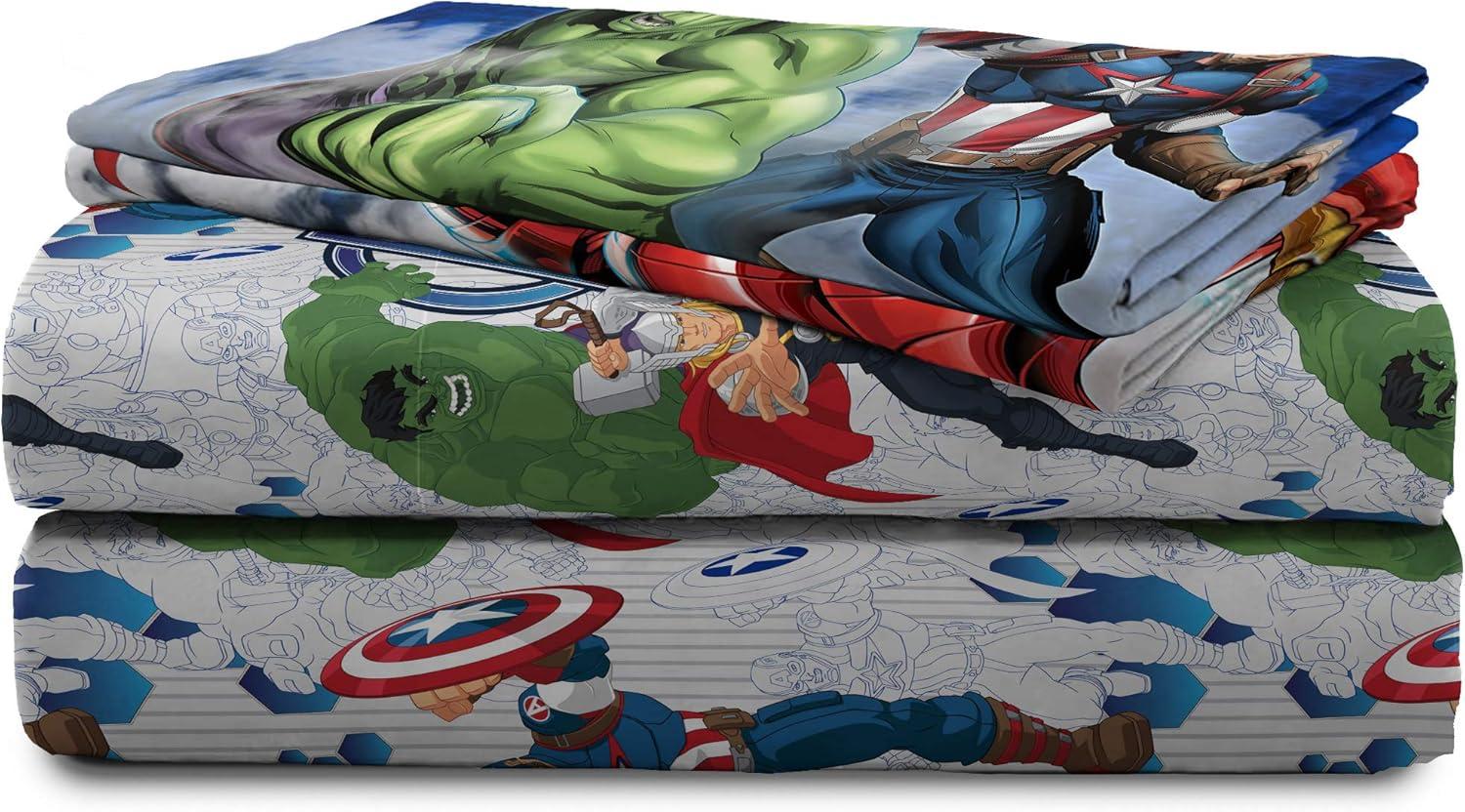 imageMarvel Avengers Blue Circle 5 Piece Full Bed Set  Includes Reversible Comforter ampamp Sheet Set  Bedding Features Captain America ampamp Iron Man  Fade Resistant Microfiber Official Marvel ProductAvengers