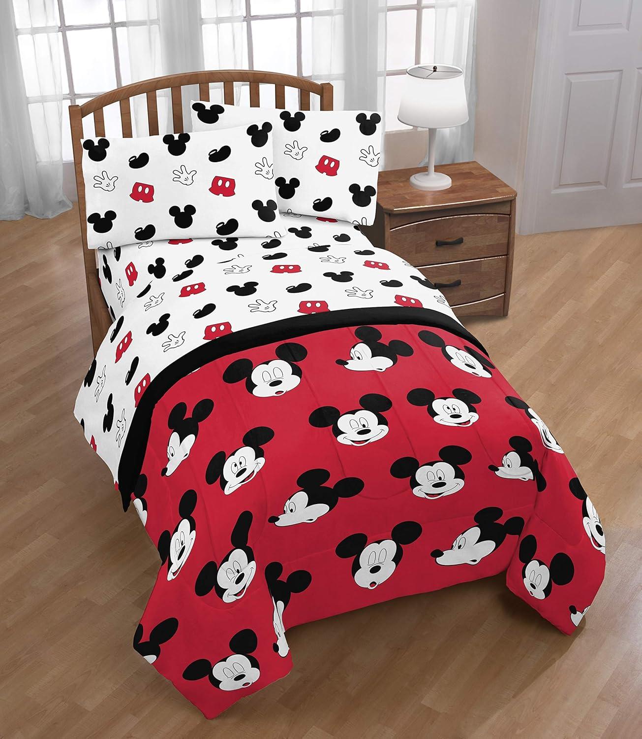 imageMarvel Avengers Blue Circle 5 Piece Full Bed Set  Includes Reversible Comforter ampamp Sheet Set  Bedding Features Captain America ampamp Iron Man  Fade Resistant Microfiber Official Marvel ProductRed  Mickey Mouse