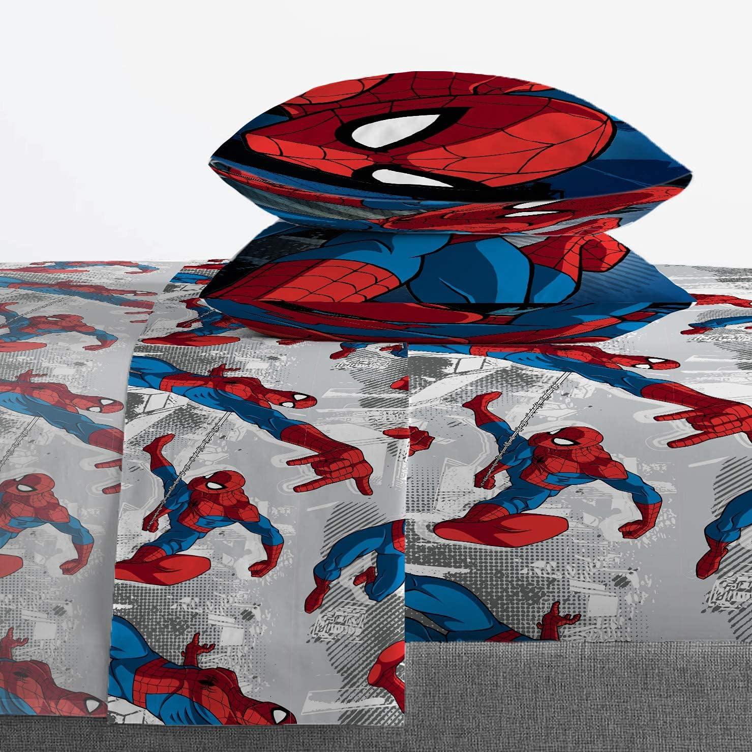 imageMarvel Avengers Blue Circle 5 Piece Full Bed Set  Includes Reversible Comforter ampamp Sheet Set  Bedding Features Captain America ampamp Iron Man  Fade Resistant Microfiber Official Marvel ProductMulti  Spiderman