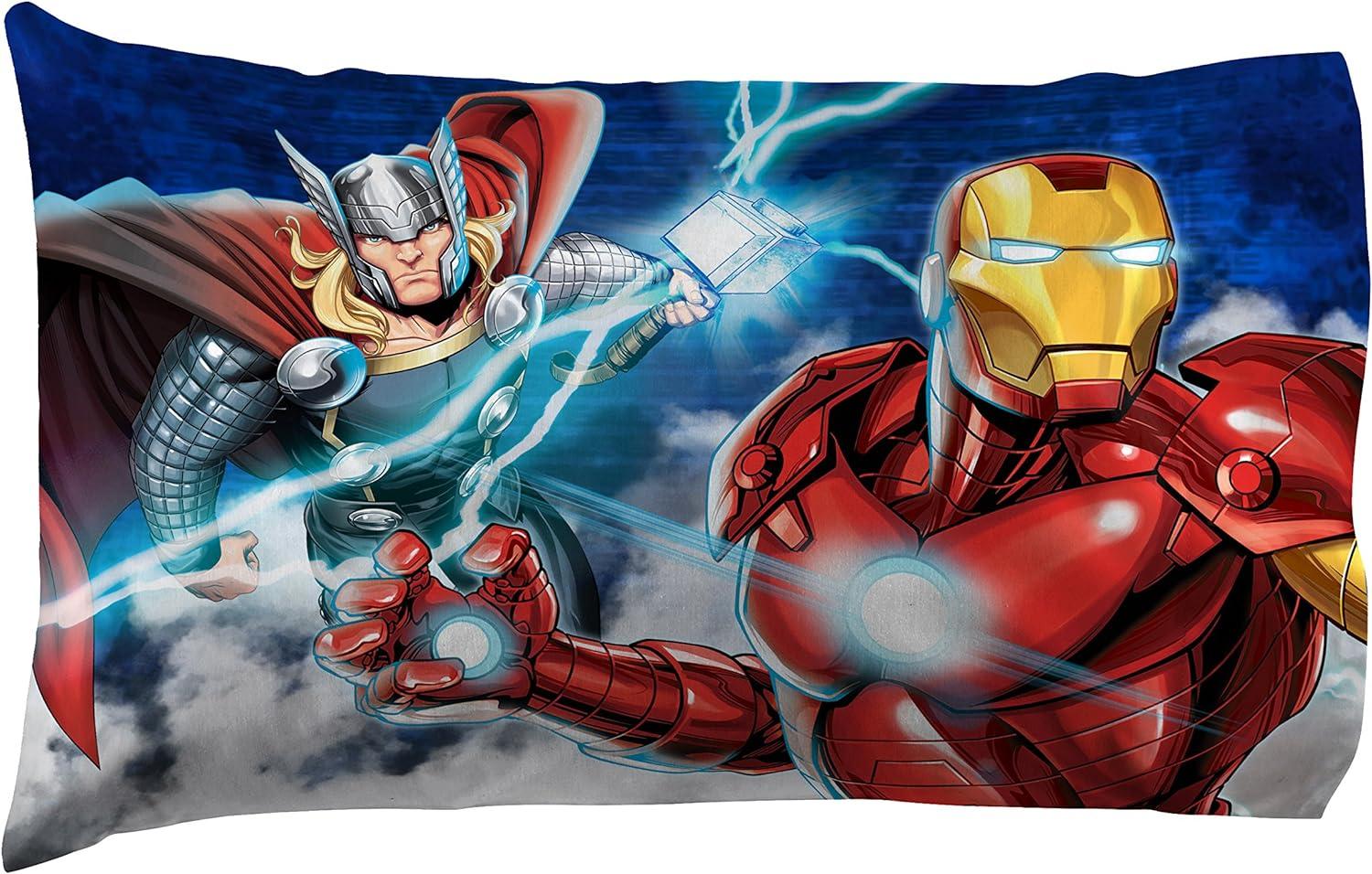 imageMarvel Avengers Blue Circle 5 Piece Full Bed Set  Includes Reversible Comforter ampamp Sheet Set  Bedding Features Captain America ampamp Iron Man  Fade Resistant Microfiber Official Marvel ProductAvengers