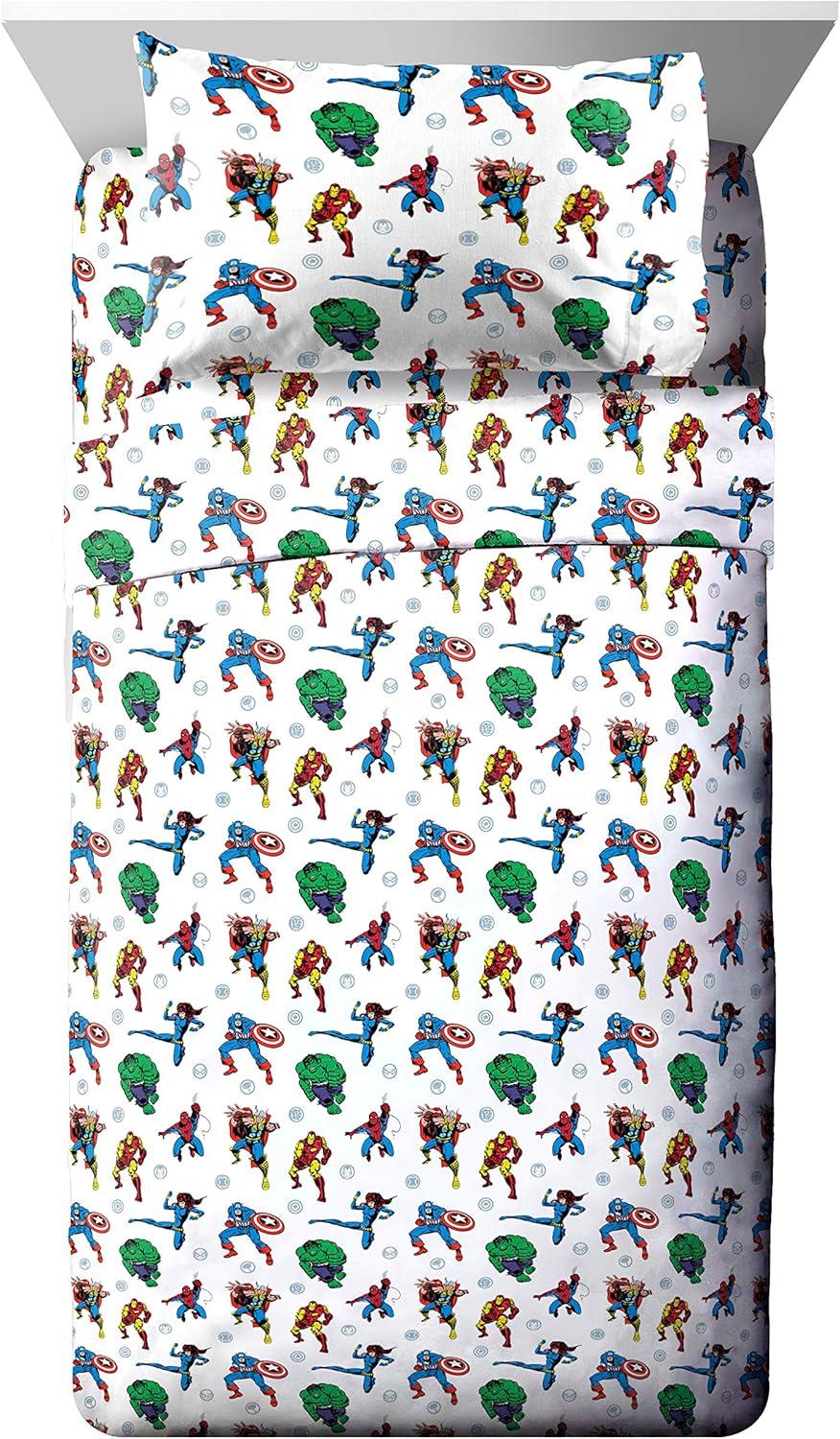 imageMarvel Avengers Blue Circle 5 Piece Full Bed Set  Includes Reversible Comforter ampamp Sheet Set  Bedding Features Captain America ampamp Iron Man  Fade Resistant Microfiber Official Marvel ProductMulti  Avengers