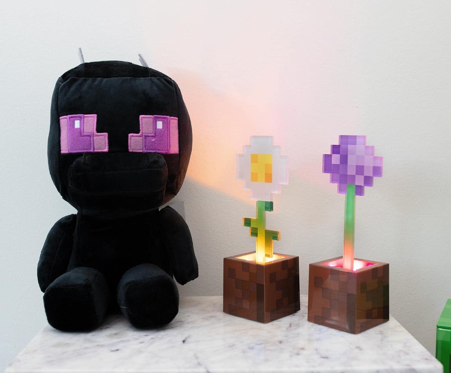 imageMinecraft Daisy and Allium Flower Pot Mood Lights Set of 2  Nightstand Table Lamp with LED Light for Bedroom Desk Living Room  Home Decor Room Essentials  Video Game Gifts and Collectibles