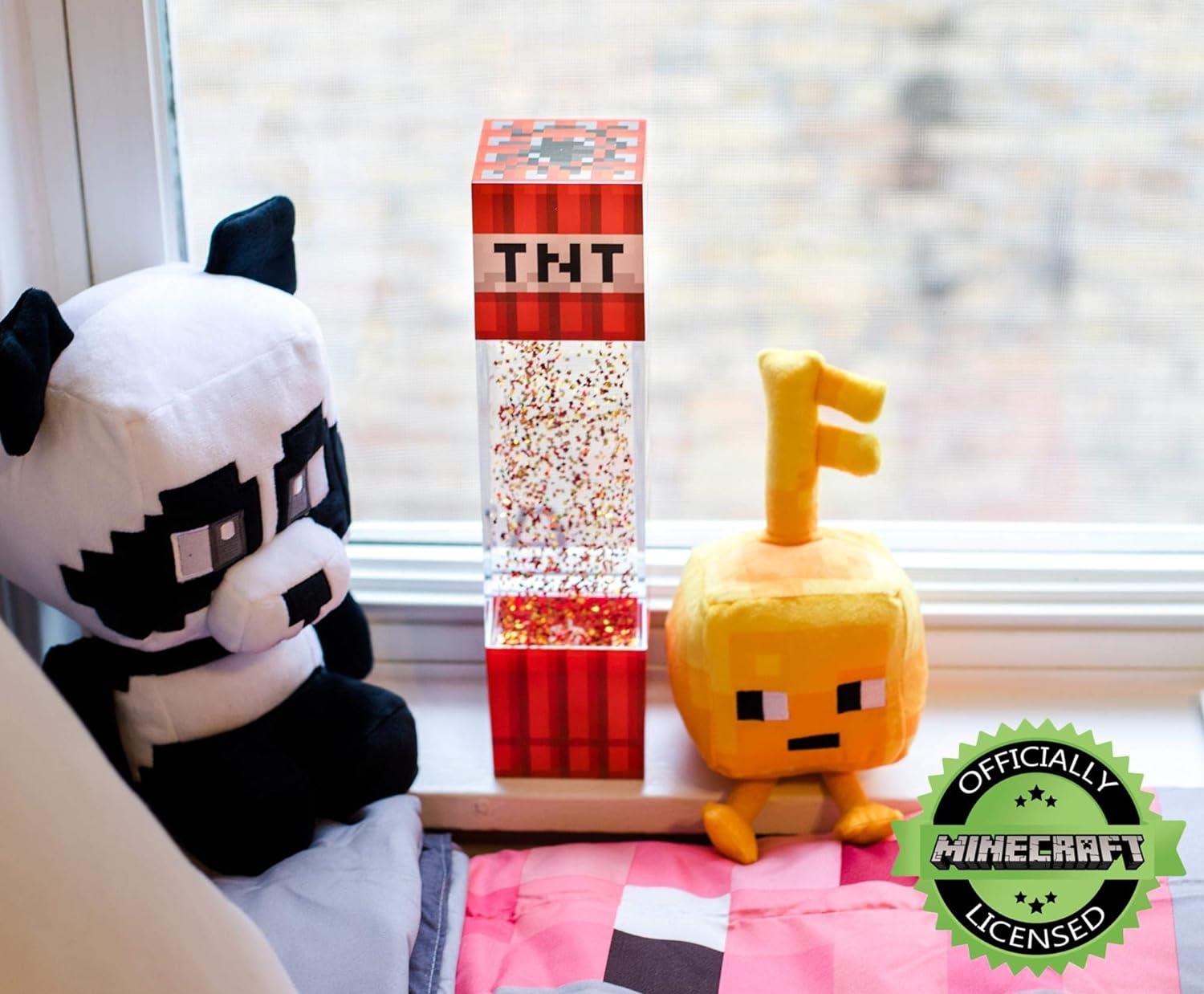 imageMinecraft TNT Block Glitter Motion Lamp  LED Light Bedside Table Lamp for Desk  Video GameThemed Room Essentials  Home Decor Accessory  12 Inches Tall