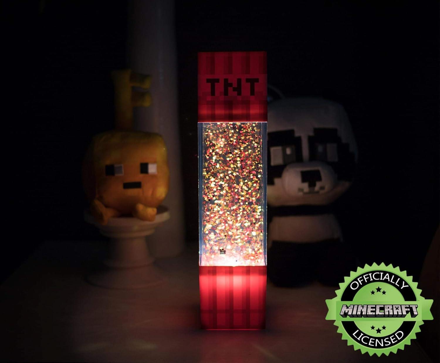 imageMinecraft TNT Block Glitter Motion Lamp  LED Light Bedside Table Lamp for Desk  Video GameThemed Room Essentials  Home Decor Accessory  12 Inches Tall