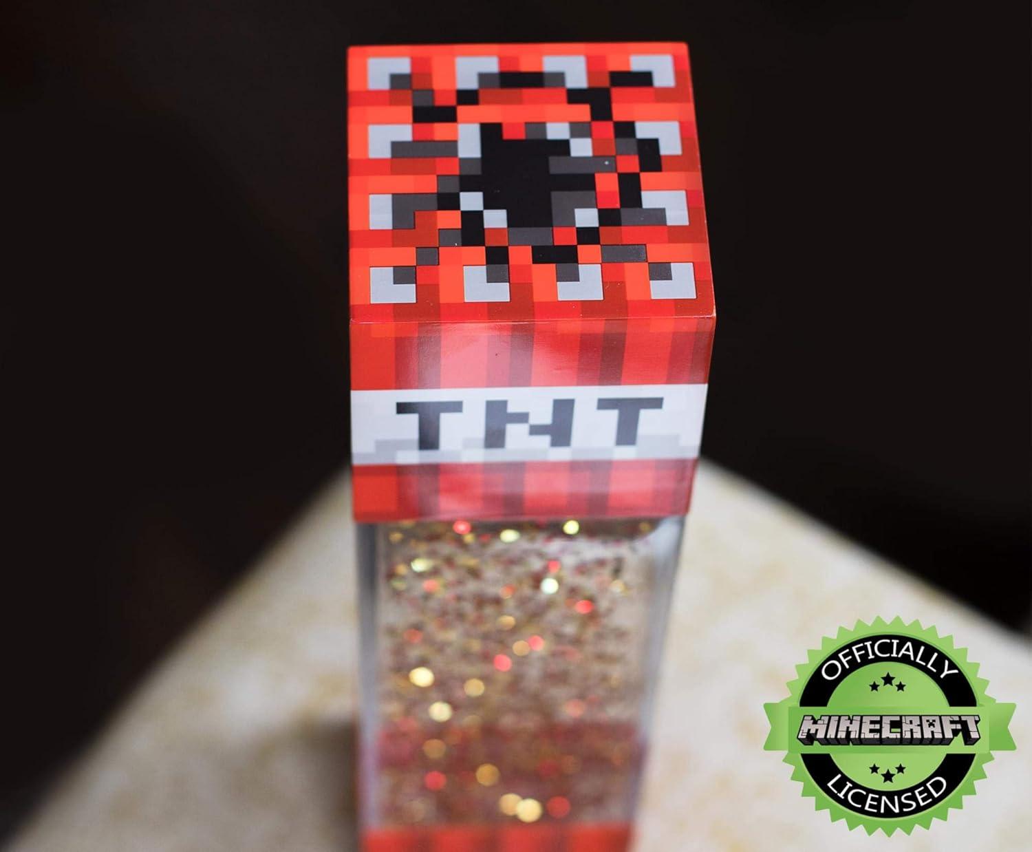 imageMinecraft TNT Block Glitter Motion Lamp  LED Light Bedside Table Lamp for Desk  Video GameThemed Room Essentials  Home Decor Accessory  12 Inches Tall