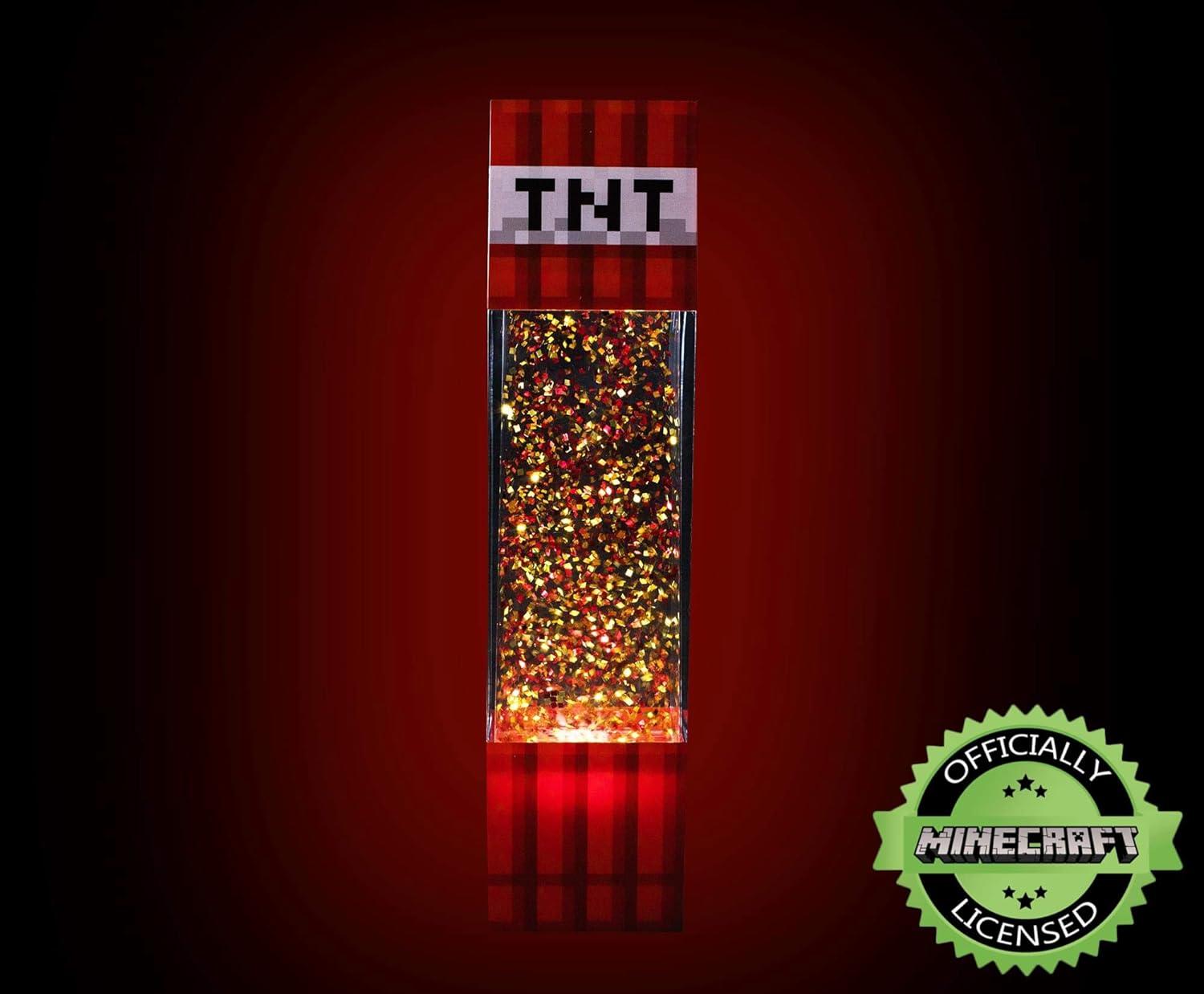 imageMinecraft TNT Block Glitter Motion Lamp  LED Light Bedside Table Lamp for Desk  Video GameThemed Room Essentials  Home Decor Accessory  12 Inches Tall