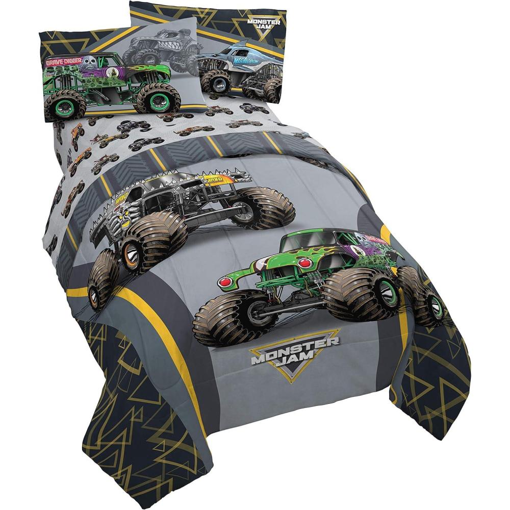 imageMarvel Avengers Blue Circle 5 Piece Full Bed Set  Includes Reversible Comforter ampamp Sheet Set  Bedding Features Captain America ampamp Iron Man  Fade Resistant Microfiber Official Marvel ProductGray  Monster Jam