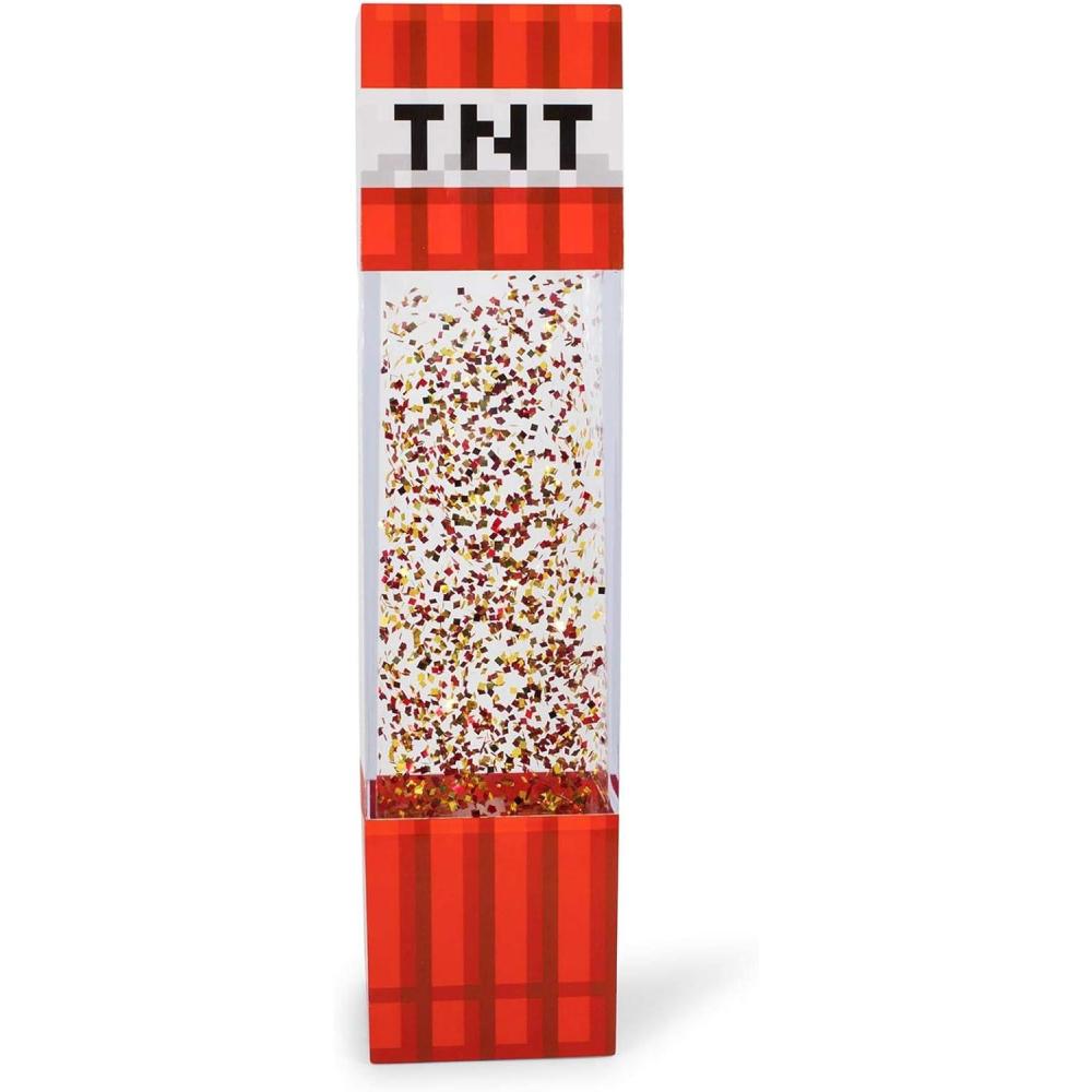 imageMinecraft TNT Block Glitter Motion Lamp  LED Light Bedside Table Lamp for Desk  Video GameThemed Room Essentials  Home Decor Accessory  12 Inches Tall