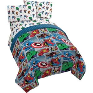 imageMarvel Avengers Blue Circle 5 Piece Full Bed Set  Includes Reversible Comforter ampamp Sheet Set  Bedding Features Captain America ampamp Iron Man  Fade Resistant Microfiber Official Marvel ProductMulti  Avengers