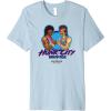 imageA Minecraft Movie Hunk City Rampage Powerful 90s Logo Premium TShirtBaby Blue