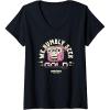 imageWomens A Minecraft Movie We Humbly Seek Gold Funny Pink Sheep VNeck TShirtBlack