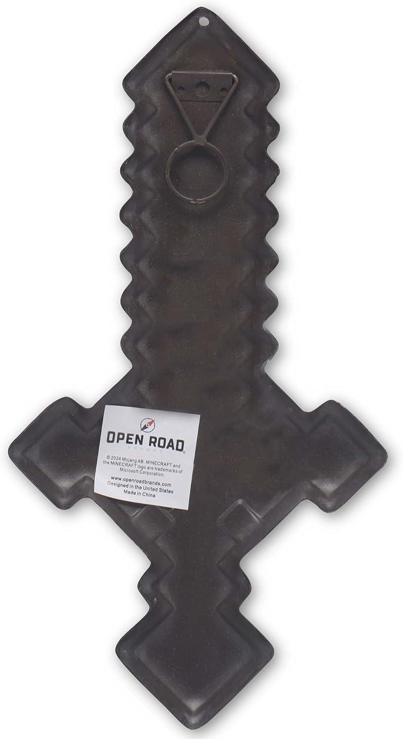 imageMinecraft Steve Embossed Metal Sign  Iconic Steve Diamond Sword Wall Decor for Bedroom or Game RoomAqua