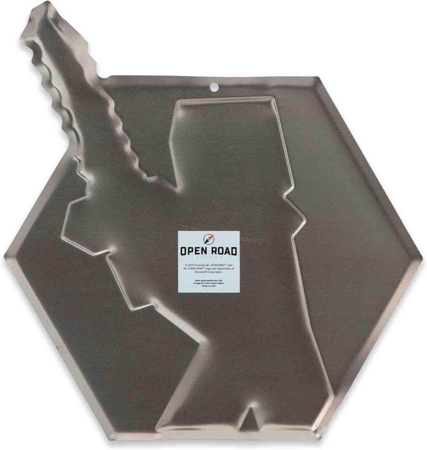 imageMinecraft Steve Embossed Metal Sign  Iconic Steve Diamond Sword Wall Decor for Bedroom or Game RoomAquaGray