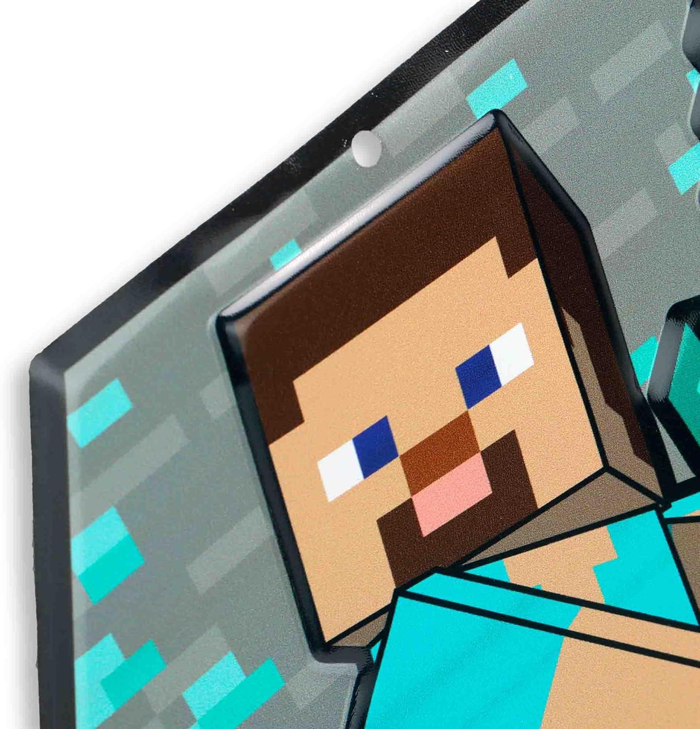 imageMinecraft Steve Embossed Metal Sign  Iconic Steve Diamond Sword Wall Decor for Bedroom or Game RoomAquaGray