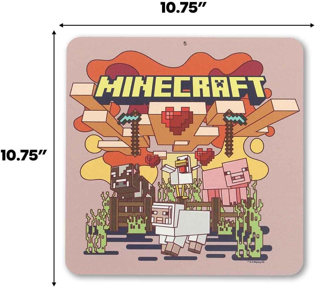 imageMinecraft Steve Embossed Metal Sign  Iconic Steve Diamond Sword Wall Decor for Bedroom or Game RoomBeige