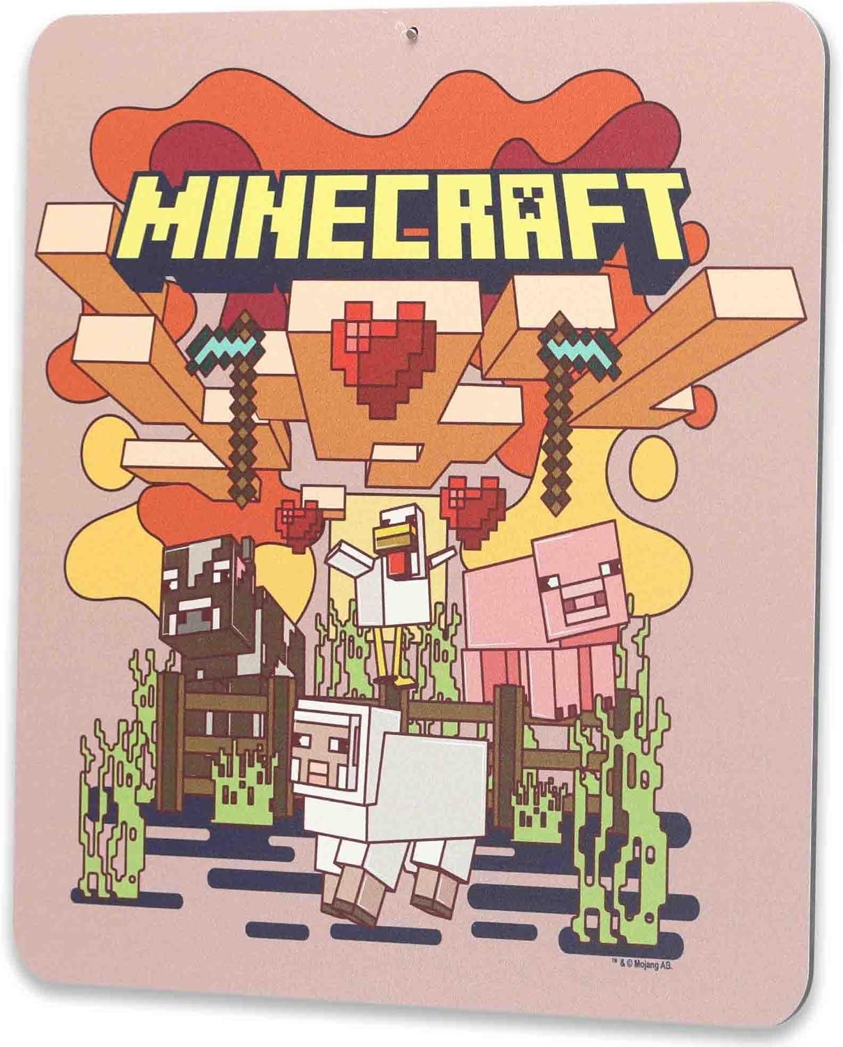 imageMinecraft Steve Embossed Metal Sign  Iconic Steve Diamond Sword Wall Decor for Bedroom or Game RoomBeige