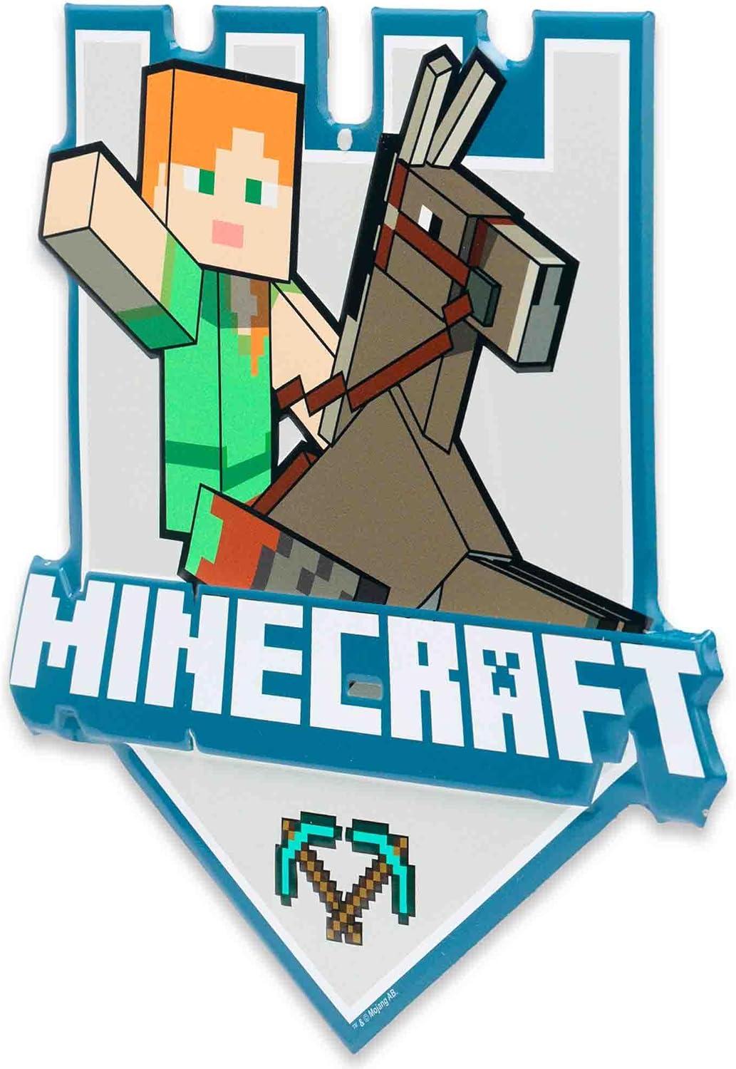 imageMinecraft Steve Embossed Metal Sign  Iconic Steve Diamond Sword Wall Decor for Bedroom or Game RoomGray