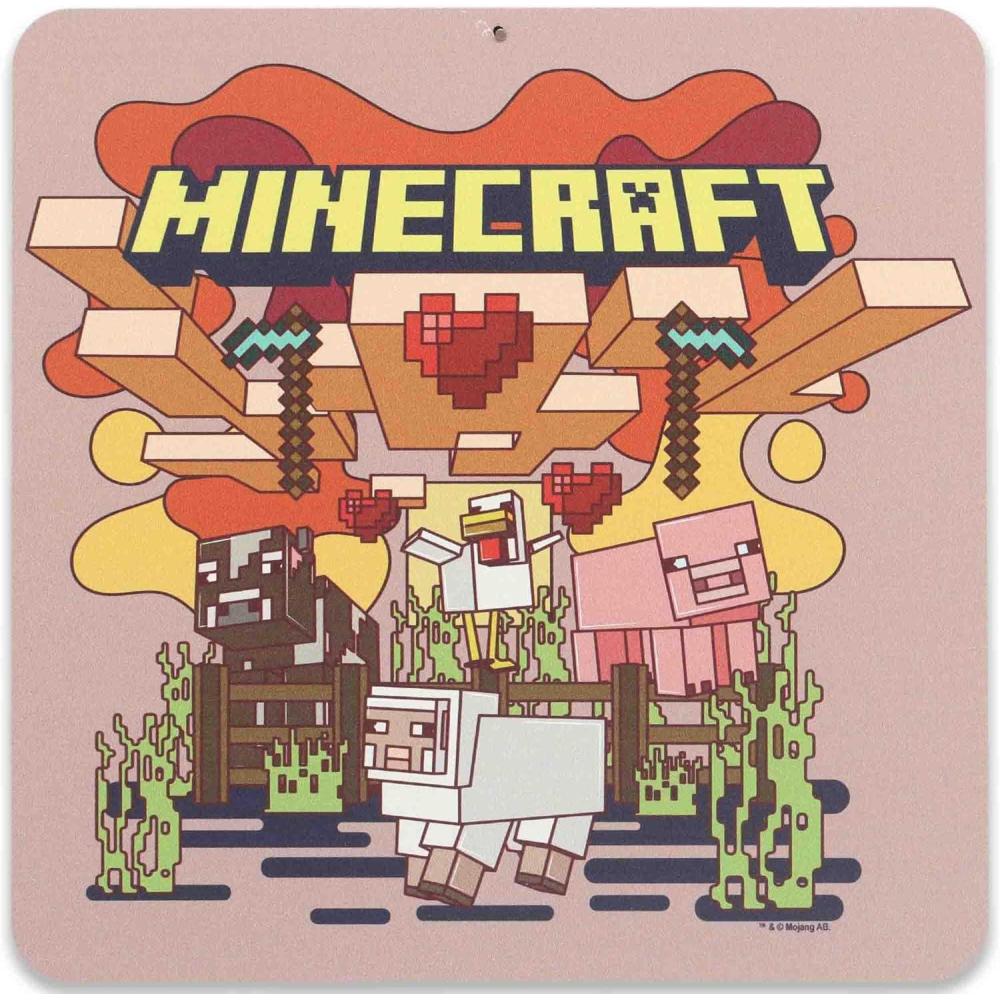 imageMinecraft Steve Embossed Metal Sign  Iconic Steve Diamond Sword Wall Decor for Bedroom or Game RoomBeige