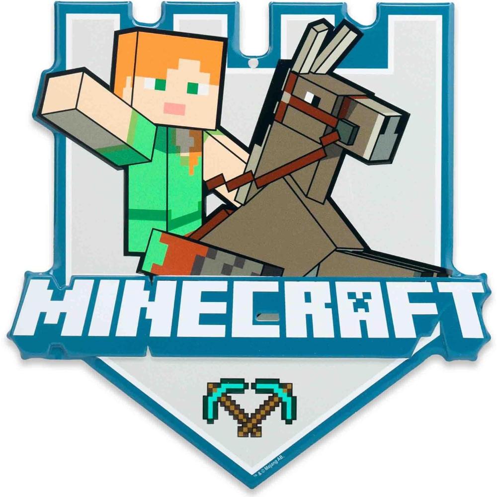 imageMinecraft Steve Embossed Metal Sign  Iconic Steve Diamond Sword Wall Decor for Bedroom or Game RoomGray