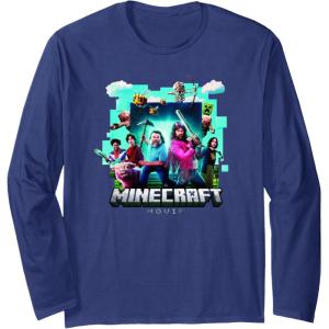 imageA Minecraft Movie Adventure Gang Main Characters Group Shot Long Sleeve TShirtNavy Blue