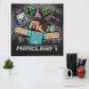 imageMinecraft Ender Dragon Framed Wood Wall Decor  Minecraft Battle Scene Wall Art with Sword and EndermenBlack