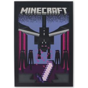 imageMinecraft Ender Dragon Framed Wood Wall Decor  Minecraft Battle Scene Wall Art with Sword and EndermenPurple