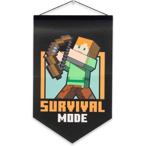 imageMinecraft Survival Mode Hanging Canvas Banner  Fun Minecraft Wall Decor for Bedroom or Game RoomBlack