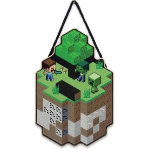 imageMinecraft Survival Mode Hanging Canvas Banner  Fun Minecraft Wall Decor for Bedroom or Game RoomGreenBrown