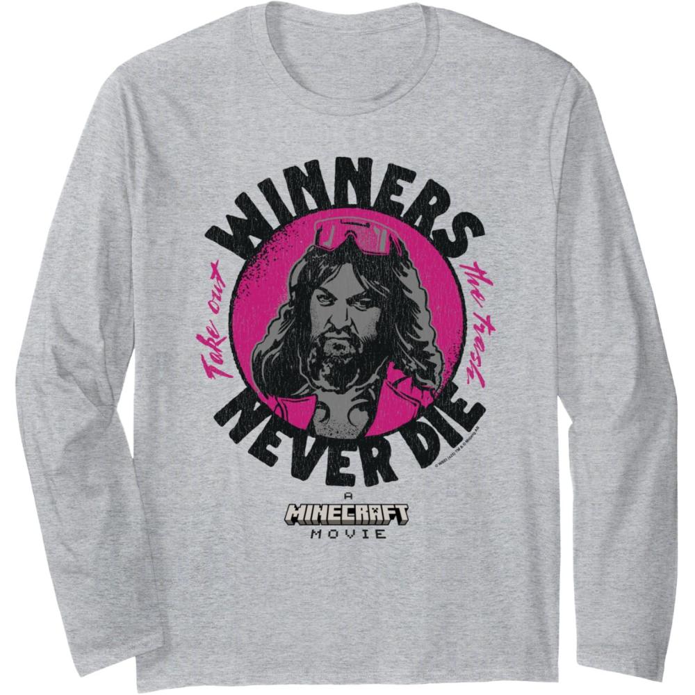 imageA Minecraft Movie Take Out The Trash  Winners Never Die Long Sleeve TShirtHeather Grey