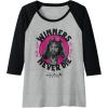 imageA Minecraft Movie Take Out The Trash  Winners Never Die Raglan Baseball TeeBlackAthletic Heather