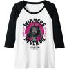 imageA Minecraft Movie Take Out The Trash  Winners Never Die Raglan Baseball TeeBlackWhite
