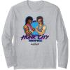 imageA Minecraft Movie Hunk City Rampage Powerful 90s Logo Long Sleeve TShirtHeather Grey